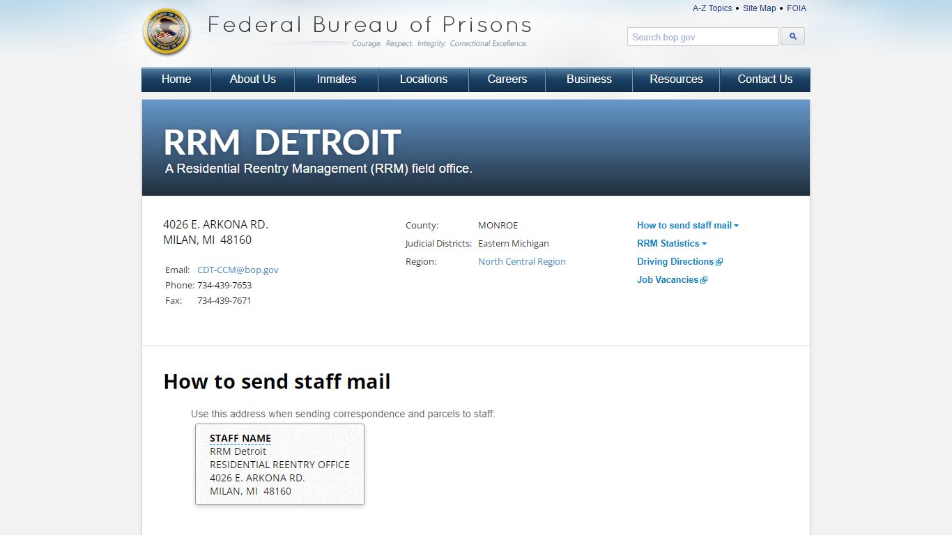 RRM Detroit - Federal Bureau of Prisons